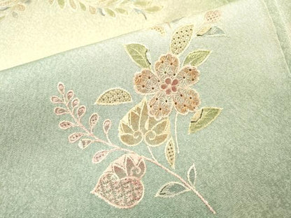 平和屋着物▼中国三大刺繍　スワトウ刺繍　汕頭刺繍　総刺繍　訪問着　草花　暈し染　正絹　逸品　DABG5639fe