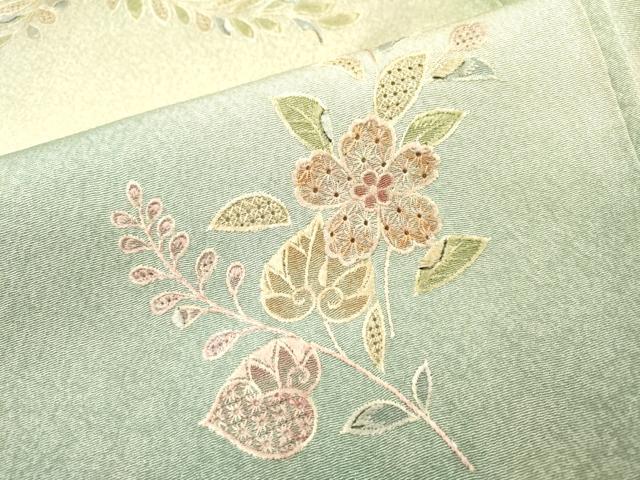 平和屋着物▼中国三大刺繍　スワトウ刺繍　汕頭刺繍　総刺繍　訪問着　草花　暈し染　正絹　逸品　DABG5639fe