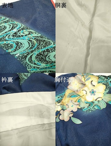 平和屋着物▼訪問着　辻が花　スパンコール　ラインストーン　暈し染　金彩　銀通し地　正絹　逸品　DABG5641fe