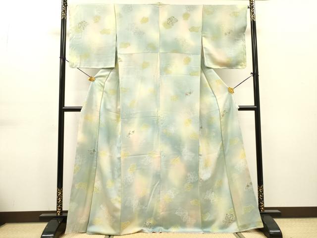 平和屋着物●上質な小紋　地紋起こし　破れ色紙花文　暈し染　正絹　逸品　未使用　DABG5650fe