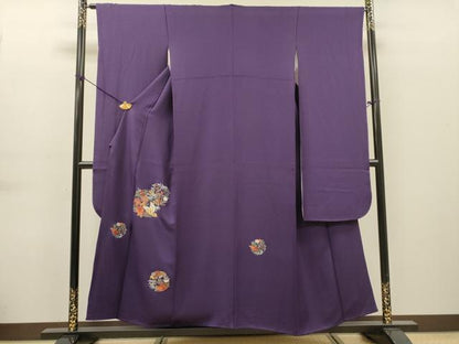 平和屋着物▼中国三大刺繍　スワトウ刺繍　汕頭刺繍　総刺繍　振袖　舞蝶花丸文　金銀糸　正絹　逸品　DABG5655fe