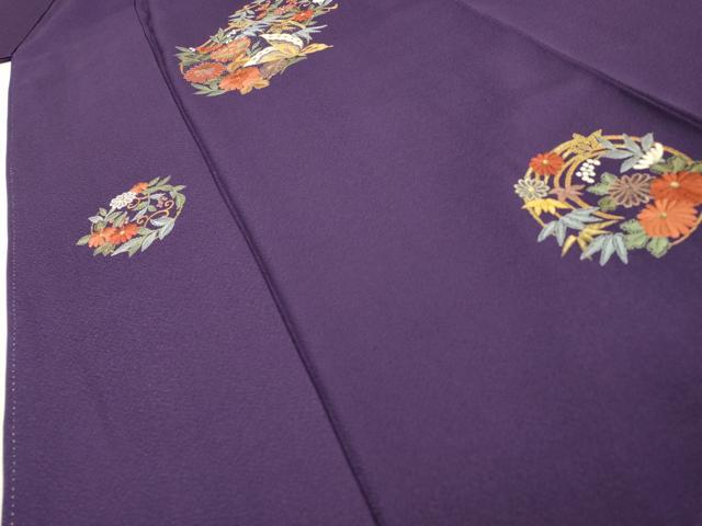平和屋着物▼中国三大刺繍　スワトウ刺繍　汕頭刺繍　総刺繍　振袖　舞蝶花丸文　金銀糸　正絹　逸品　DABG5655fe