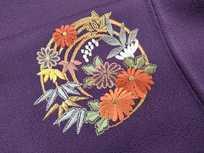 平和屋着物▼中国三大刺繍　スワトウ刺繍　汕頭刺繍　総刺繍　振袖　舞蝶花丸文　金銀糸　正絹　逸品　DABG5655fe