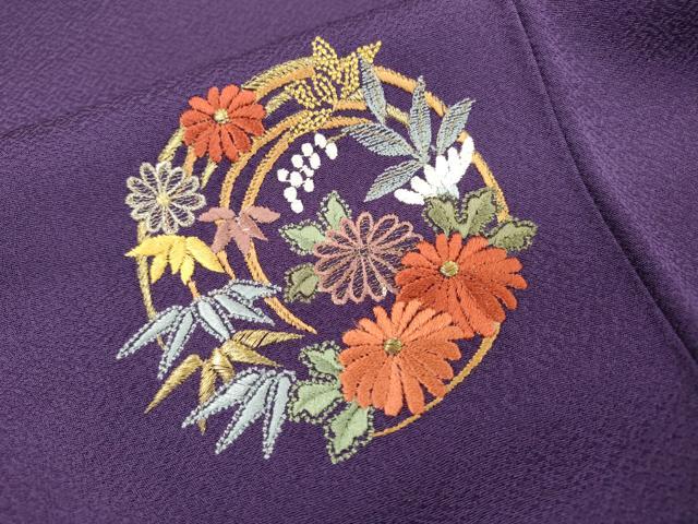 平和屋着物▼中国三大刺繍　スワトウ刺繍　汕頭刺繍　総刺繍　振袖　舞蝶花丸文　金銀糸　正絹　逸品　DABG5655fe