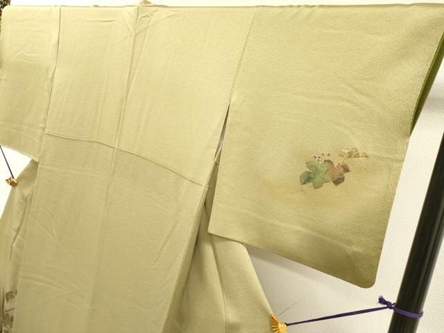 平和屋着物▼訪問着　螺鈿　葡萄蔦の葉文　暈し染　金彩　やまと誂製　正絹　逸品　DABG5656fe