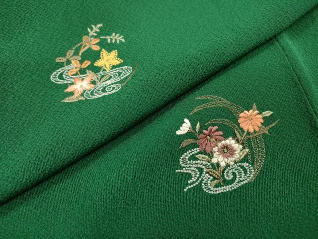 平和屋着物▼訪問着　総刺繍　花丸文　金糸　正絹　逸品　DABG5660fe