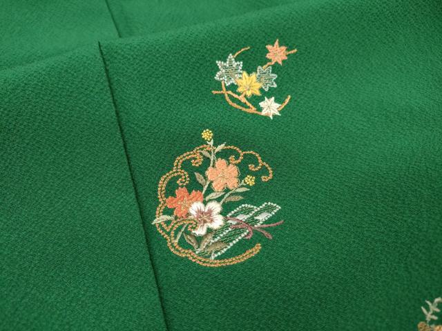 平和屋着物▼訪問着　総刺繍　花丸文　金糸　正絹　逸品　DABG5660fe