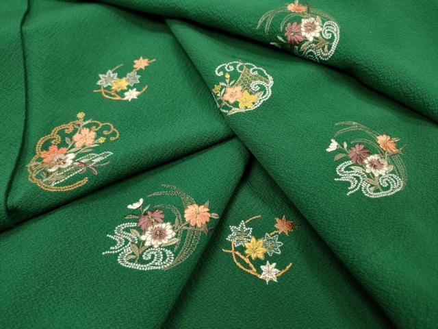 平和屋着物▼訪問着　総刺繍　花丸文　金糸　正絹　逸品　DABG5660fe