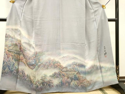 平和屋着物▼豪華色留袖　作家物　手描き　大原の里　暈し染　正絹　逸品　DABG5661fe