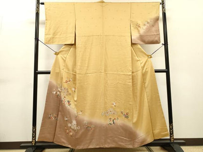 平和屋着物▼訪問着　総刺繍　飛鶴花文　暈し染　正絹　逸品　DABG5662fe