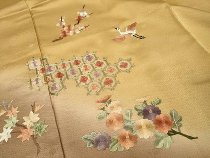 平和屋着物▼訪問着　総刺繍　飛鶴花文　暈し染　正絹　逸品　DABG5662fe