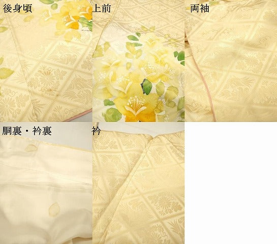 平和屋着物▼訪問着　手描き　枝花　正絹　逸品　DABG5665fe