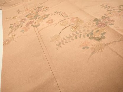 平和屋着物▼中国三大刺繍　スワトウ刺繍　汕頭刺繍　総刺繍　訪問着　地紙芝花文　正絹　逸品　DABG5666fe