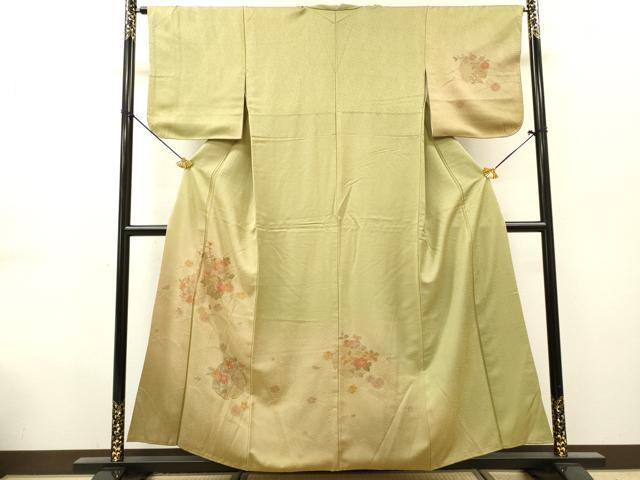 平和屋着物▼中国三大刺繍　スワトウ刺繍　汕頭刺繍　相良刺繍　総刺繍　訪問着　雪輪芝花文　暈し染　正絹　逸品　DABG5668fe