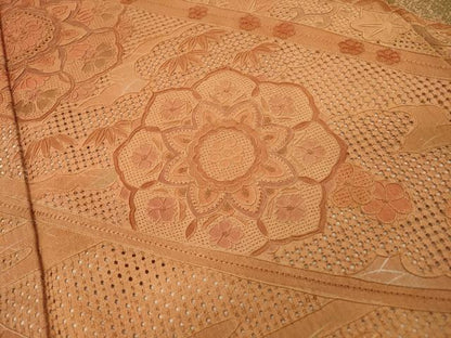 平和屋着物▼中国三大刺繍　スワトウ刺繍　汕頭刺繍　相良刺繍　総刺繍　訪問着　道長正倉院吉祥花文　正絹　逸品　DABG5670fe