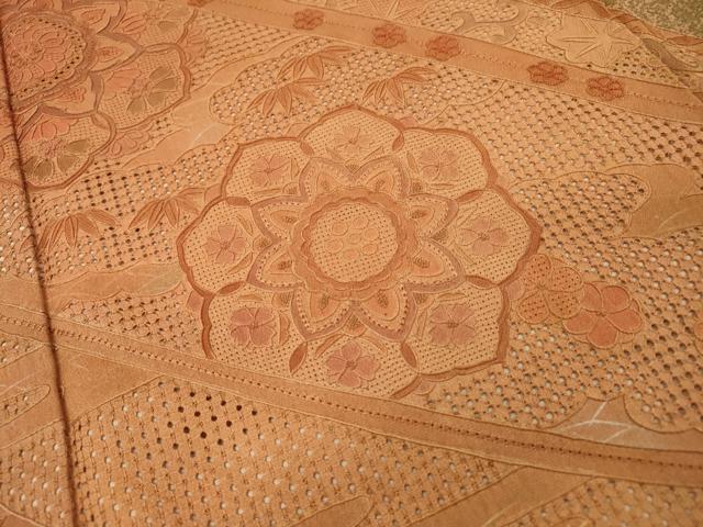 平和屋着物▼中国三大刺繍　スワトウ刺繍　汕頭刺繍　相良刺繍　総刺繍　訪問着　道長正倉院吉祥花文　正絹　逸品　DABG5670fe