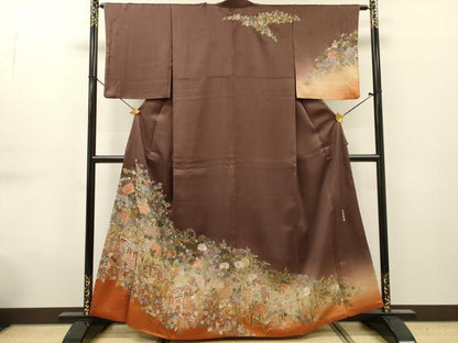 平和屋着物●中国三大刺繍　相良刺繍　総刺繍　訪問着　呉県刺繍　御所車花文　暈し染　正絹　逸品　DABG5671fe