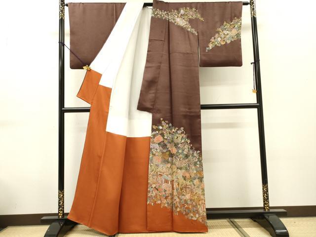 平和屋着物●中国三大刺繍　相良刺繍　総刺繍　訪問着　呉県刺繍　御所車花文　暈し染　正絹　逸品　DABG5671fe