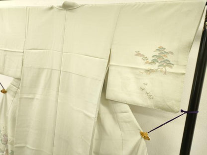 平和屋着物▼中国三大刺繍　スワトウ刺繍　汕頭刺繍　総刺繍　訪問着　人物風景文　金糸　正絹　逸品　DABG5672fe