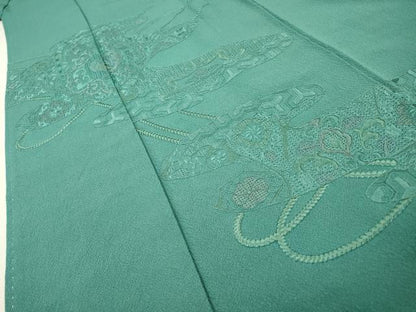 平和屋着物▼中国三大刺繍　スワトウ刺繍　汕頭刺繍　総刺繍　訪問着　吉祥花文　正絹　逸品　DABG5673fe