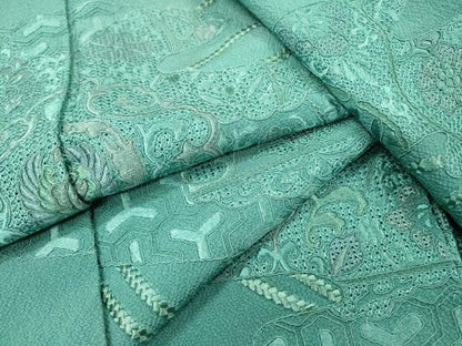 平和屋着物▼中国三大刺繍　スワトウ刺繍　汕頭刺繍　総刺繍　訪問着　吉祥花文　正絹　逸品　DABG5673fe