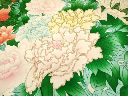 平和屋着物▼豪華振袖　駒刺繍　草花　金彩　正絹　逸品　DABG5678fe