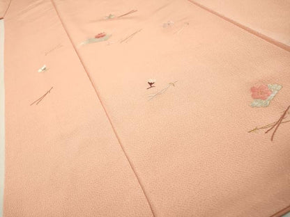平和屋着物▼訪問着　総刺繍　吹き寄せ花筏文　金糸　鬼しぼ縮緬　正絹　逸品　DABG5681fe
