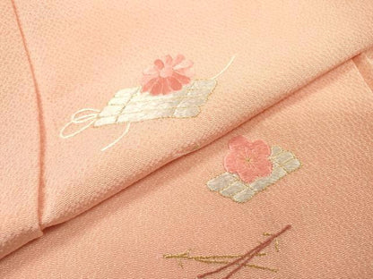 平和屋着物▼訪問着　総刺繍　吹き寄せ花筏文　金糸　鬼しぼ縮緬　正絹　逸品　DABG5681fe