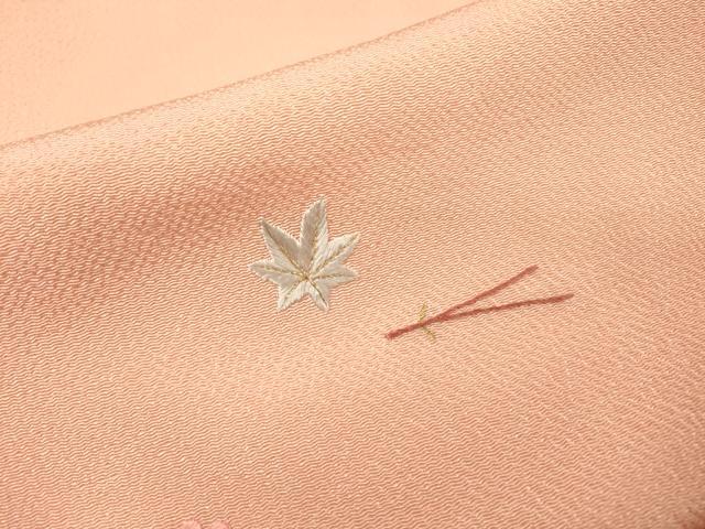平和屋着物▼訪問着　総刺繍　吹き寄せ花筏文　金糸　鬼しぼ縮緬　正絹　逸品　DABG5681fe