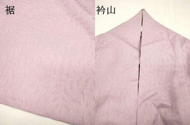 平和屋着物▽上質な色無地　単衣　辻が花地紋　薄葡萄色　正絹　逸品　DABG5688fe
