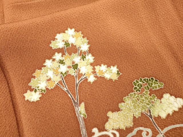 平和屋着物▽訪問着　単衣　草花　金彩　鬼しぼ縮緬　正絹　逸品　DABG5715fe