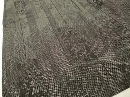 平和屋着物▽本塩沢　単衣　110亀甲　短冊花文　正絹　逸品　DABG5717fe