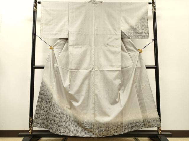 平和屋着物▽本場染大島紬　訪問着　単衣　草木小紋　舞花文　正絹　逸品　未使用　DABG5725fe
