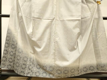 平和屋着物▽本場染大島紬　訪問着　単衣　草木小紋　舞花文　正絹　逸品　未使用　DABG5725fe