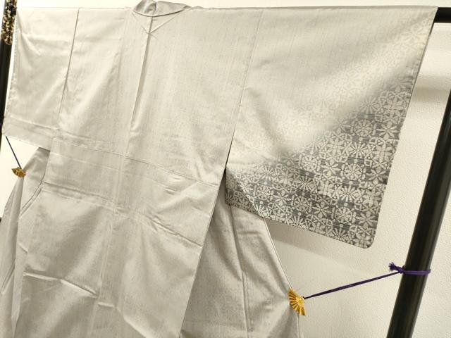 平和屋着物▽本場染大島紬　訪問着　単衣　草木小紋　舞花文　正絹　逸品　未使用　DABG5725fe