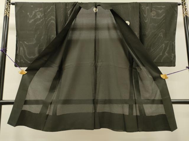平和屋着物▽男性　黒紋付　長羽織　スリーシーズン　春夏秋　塵除け　絽　正絹　逸品　DABG5729fe