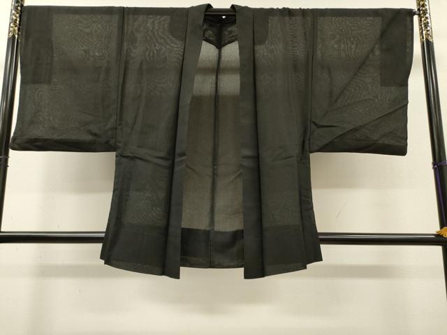 平和屋着物▽男性　羽織　スリーシーズン　春夏秋　塵除け　霞紋紗　黒地　正絹　逸品　DABG5734fe