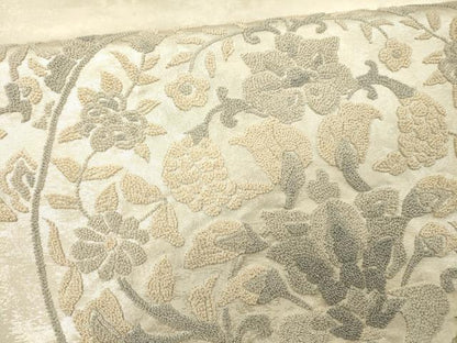 平和屋着物▼中国三大刺繍　相良刺繍　総刺繍　太鼓柄袋帯　花丸文　銀糸　正絹　逸品　DABG5766fe