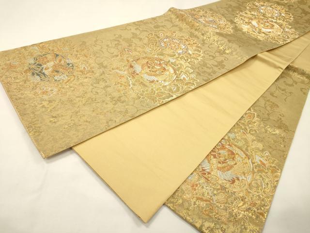平和屋着物▼六通柄袋帯　あぜくら　正倉院鳳凰花文　金銀糸　引箔　正絹　逸品　DABG5771fe