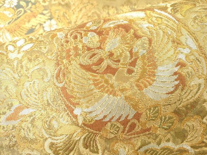 平和屋着物▼六通柄袋帯　あぜくら　正倉院鳳凰花文　金銀糸　引箔　正絹　逸品　DABG5771fe