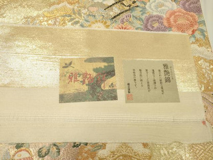 平和屋着物▼西陣　廣部商事謹製　六通柄袋帯　唐織　雅艶錦　道長取蒔絵文　金糸　証紙付き　正絹　逸品　未使用　DABG5787fe