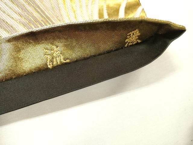 平和屋着物▼六通柄袋帯　孔雀羽文　引箔　正絹　逸品　DABG5809fe