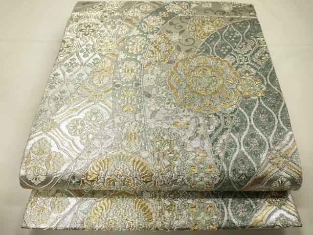 平和屋着物▼更紗佐賀錦　六通柄袋帯　正倉院吉祥花文　金銀糸　正絹　逸品　DABG5810fe