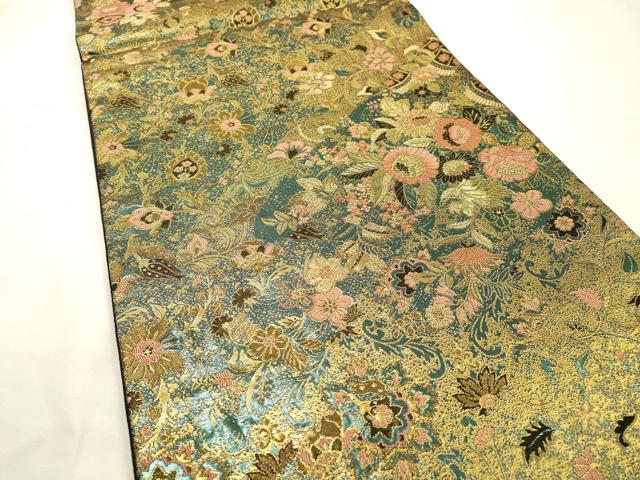 平和屋着物▼六通柄袋帯　花唐草文　金糸　正絹　逸品　DABG5811fe