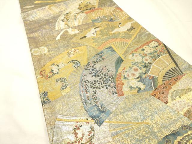平和屋着物▼極上　西陣あさぎ　両面　全通全景柄袋帯　徳川美術館秘蔵　本金プラチナ二重箔　正絹　逸品　DABG5835fe