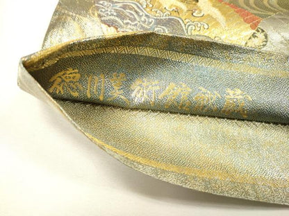 平和屋着物▼極上　西陣あさぎ　両面　全通全景柄袋帯　徳川美術館秘蔵　本金プラチナ二重箔　正絹　逸品　DABG5835fe