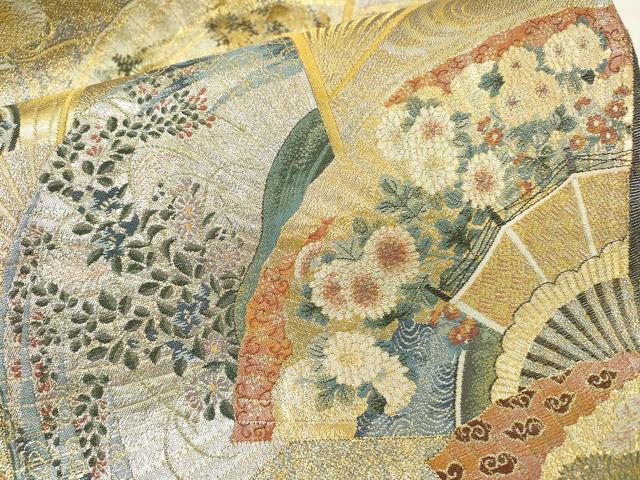 平和屋着物▼極上　西陣あさぎ　両面　全通全景柄袋帯　徳川美術館秘蔵　本金プラチナ二重箔　正絹　逸品　DABG5835fe