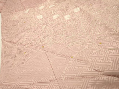 平和屋着物▼中国三大刺繍　相良刺繍　総刺繍　色留訪問着　草花文　金糸　正絹　逸品　DABG5868fe