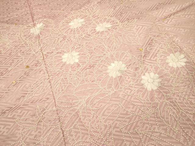 平和屋着物▼中国三大刺繍　相良刺繍　総刺繍　色留訪問着　草花文　金糸　正絹　逸品　DABG5868fe