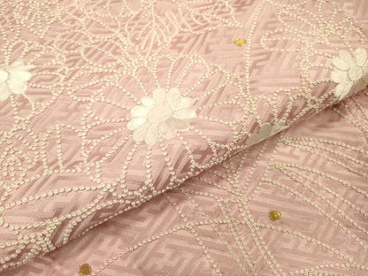 平和屋着物▼中国三大刺繍　相良刺繍　総刺繍　色留訪問着　草花文　金糸　正絹　逸品　DABG5868fe